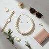 High Gloss Pearlescent Cream 24mm Bead Necklace