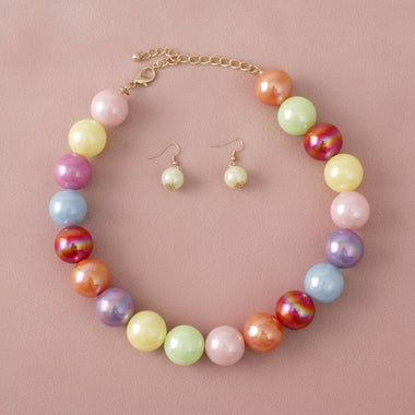 High Gloss Pearlescent Color 24mm Bead Necklace