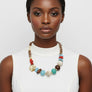 Chunky Stone Geometric Bead Flower Tribal Necklace