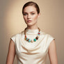 Chunky Stone Geometric Bead Flower Tribal Necklace