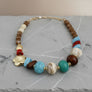 Chunky Stone Geometric Bead Flower Tribal Necklace