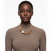 Cubism Chunky Wood Bead and Marbled Brown Necklace