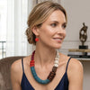 Tribal Asymmetrical Red and Wood Bead Necklace