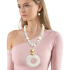 Pendant Cream Marble Bead Long Tribal Necklace