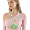 Pendant Green Marble Bead Long Tribal Necklace