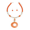 Pendant Orange Marble Bead Long Tribal Necklace