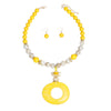 Pendant Yellow Marble Bead Long Tribal Necklace