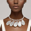 Bib Silver Metal Wire Teardrop Sculpted Necklace