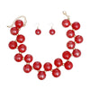 Necklace Red Swirled Marble Bubble Ball Bead Set