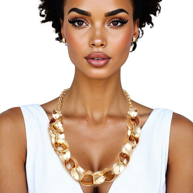 Chain Polished Gold Oval Link Long Necklace