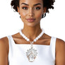 Toggle Pearl and Clear Glass Pendant Necklace