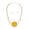 Collar Mustard Resin Dome Gold Chain Necklace Women