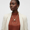 Pendant Gold Chunky Chain Large Ring Necklace