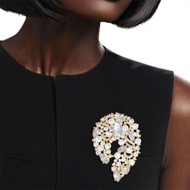 Brooch Gold Vintage Luxury Glass Rhinestone Pin
