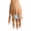 Cocktail Leopard Print Round Silver Stretch Ring