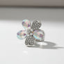 Cocktail Ring Silver Aurbo Teardrop Crystal Flower