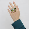Cocktail Ring Mixed Green Teardrop Crystal Flower