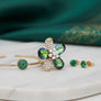 Cocktail Ring Mixed Green Teardrop Crystal Flower