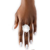 Cocktail White Power Pearl Silver Stretch Ring