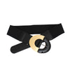 Belt Black Wide Marbled Round Buckle Stretch Women