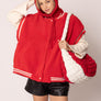 DST Sorority Large Red Ivory Quilted Shoulder Bag
