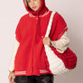 DST Sorority Large Red Ivory Quilted Shoulder Bag