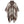 Poly Brown Plaid Long Zip Fringe Poncho for Women