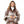 Poly Brown Plaid Long Zip Fringe Poncho for Women