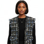 Silver Threaded Luxe Tweed Black Vest
