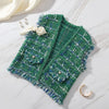 Silver Threaded Luxe High Quality Tweed Green Vest