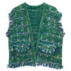 Silver Threaded Luxe High Quality Tweed Green Vest