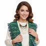 Silver Threaded Luxe High Quality Tweed Green Vest