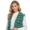 Silver Threaded Luxe High Quality Tweed Green Vest