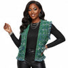 Silver Threaded Luxe High Quality Tweed Green Vest