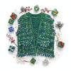 Silver Threaded Luxe High Quality Tweed Green Vest