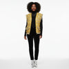 Gold Threaded Luxe Plaid Tweed Mustard Vest