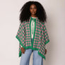 AKA Sorority Checkered Knit Pink and Green Cape