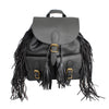 Backpack Black Leather Fringe Bag for Women