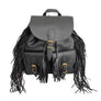 Backpack Black Leather Fringe Bag for Women