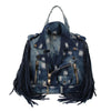 Moto Backpack Dark Distressed Denim Handbag