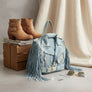 Moto Backpack Light Distressed Denim Handbag