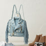 Moto Backpack Light Distressed Denim Handbag