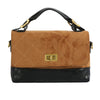 Top Handle Bag Brown Suede and Black Flap Purse