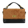Top Handle Bag Brown Suede and Black Flap Purse