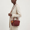 Top Handle Bag Burgundy Suede Dog Charm Purse