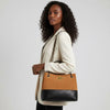Shoulder Bag Brown Suede and Black Two Tone Purse