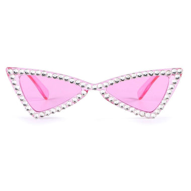 Sunglasses Fuchsia Cat Eye Rhinestone Retro Eyewear