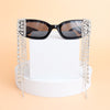 Sunglasses Black Rectangle Rhinestone Fringe