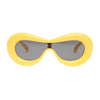 Sunglasses Yellow Puffed Frame Visor Eyewear Women