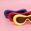 Sunglasses Yellow Puffed Frame Visor Eyewear Women
